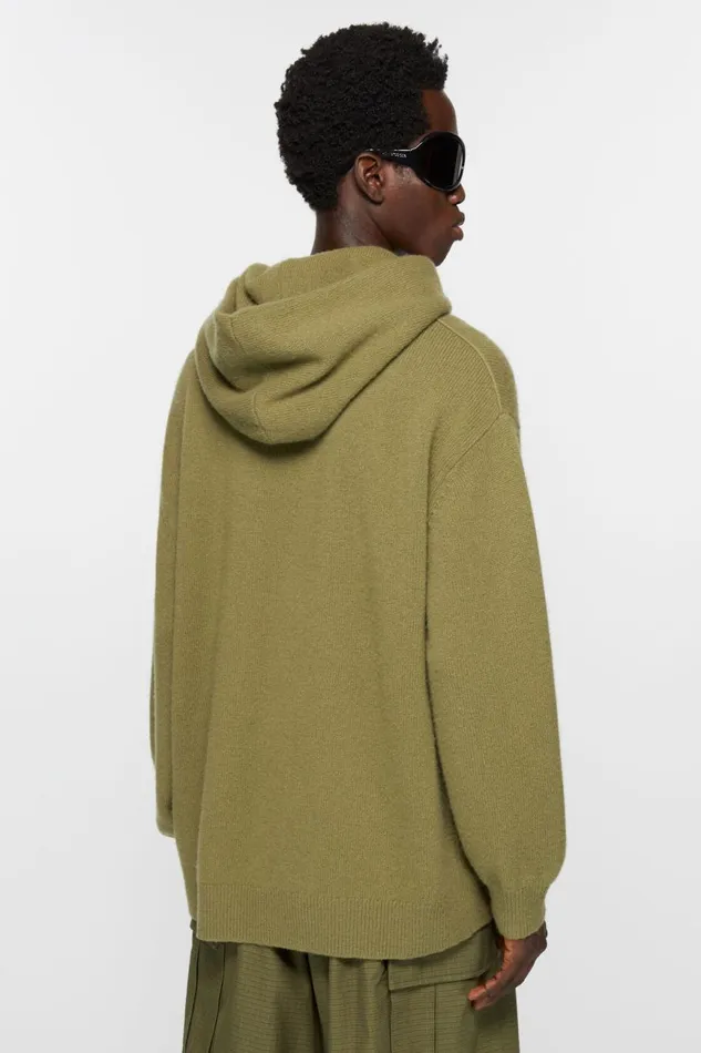 Men Hooded Cashmere Blend Jumper Olive Green Acne Studios Knitwear