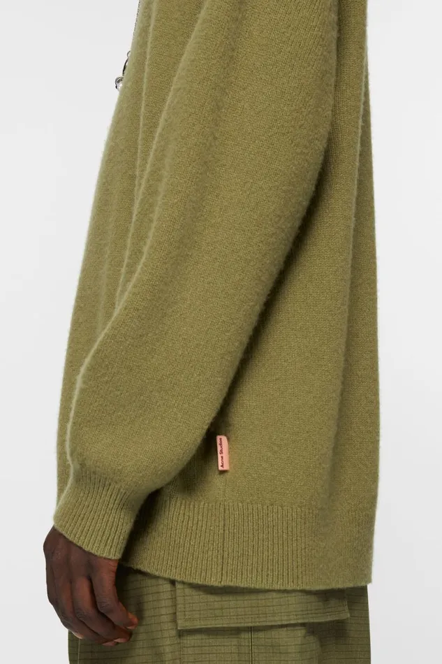 Men Hooded Cashmere Blend Jumper Olive Green Acne Studios Knitwear