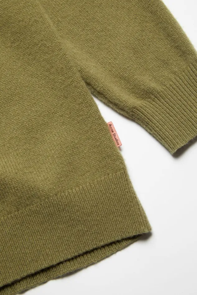 Men Hooded Cashmere Blend Jumper Olive Green Acne Studios Knitwear