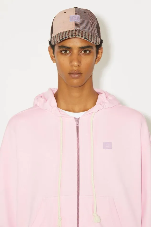 Men Hooded Zip Sweater Light Pink Acne Studios Sweatshirts