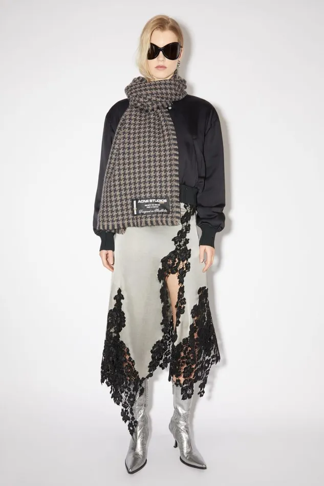 Men Houndstooth Wool Scarf Greylight Grey Acne Studios Scarves
