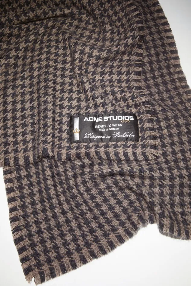 Men Houndstooth Wool Scarf Greylight Grey Acne Studios Scarves