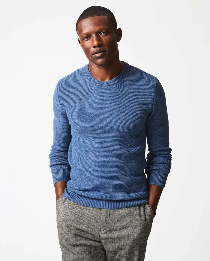 Men Hunting Sweater Denim Blue Billy Reid Sweaters and Sweatshirts