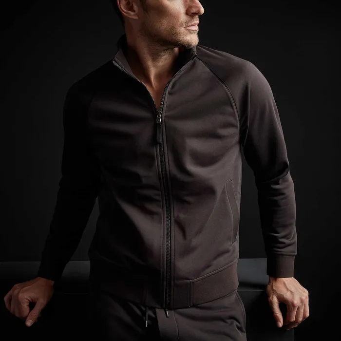 MEN James Perse JACKETSOUTERWEAR Piped Track Jacket Chocolate