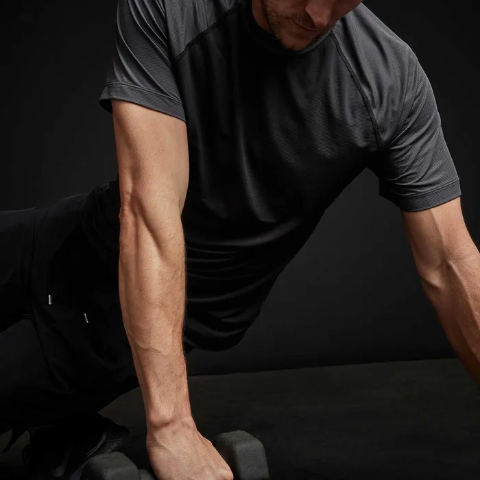 MEN James Perse Performance Tops Two Tone Short Sleeve Raglan Crew Blackslate