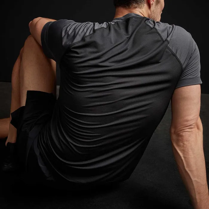 MEN James Perse Performance Tops Two Tone Short Sleeve Raglan Crew Blackslate