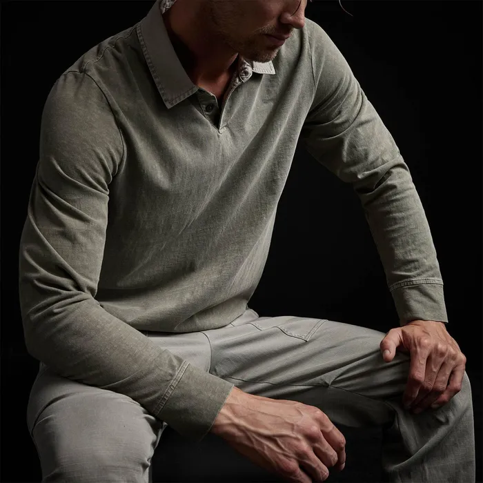 MEN James Perse POLOSNOVELTY TOPS High Twist Jersey Rugby Polo Concrete Pigment