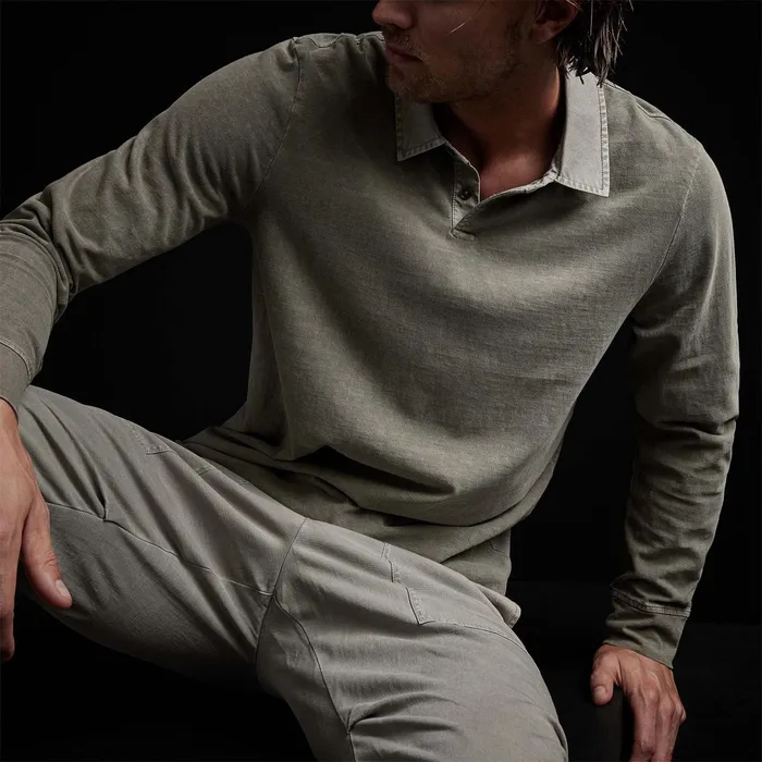MEN James Perse POLOSNOVELTY TOPS High Twist Jersey Rugby Polo Concrete Pigment