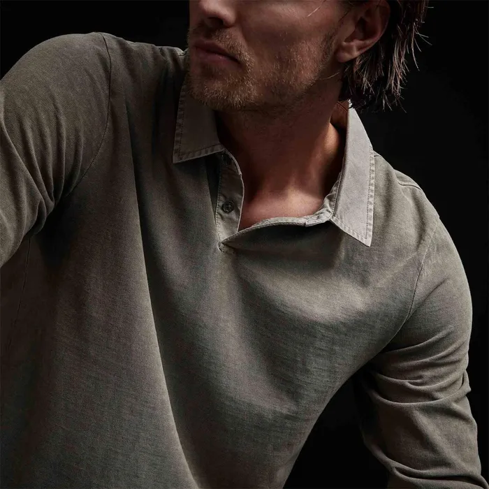 MEN James Perse POLOSNOVELTY TOPS High Twist Jersey Rugby Polo Concrete Pigment