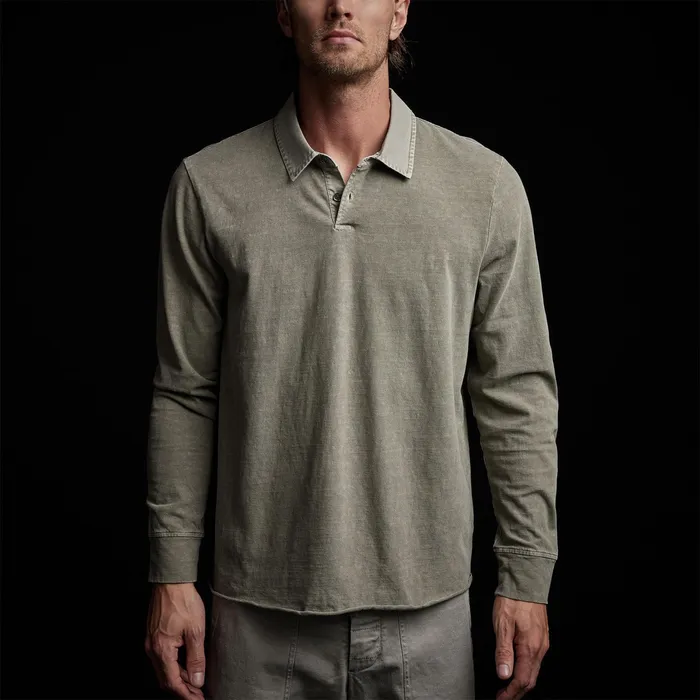 MEN James Perse POLOSNOVELTY TOPS High Twist Jersey Rugby Polo Concrete Pigment