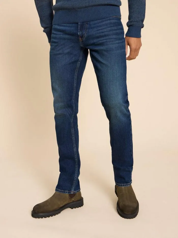 Men JEANS White Stuff Eastwood Straight Jean Zip Fly Mid Denim