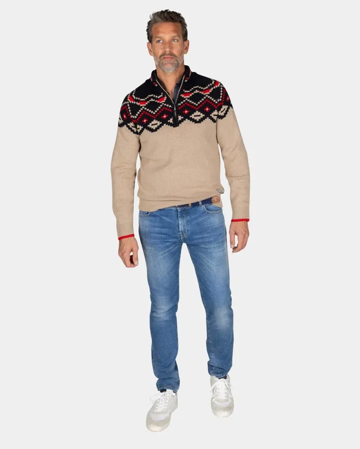 Men Knitwear NZA New Zealand Auckland Beige Sweater With Black Print 8211 Winter Navy Men Knitwear NZA New Zealand Auckland Beige Sweater With Black Print 8211 Winter Navy