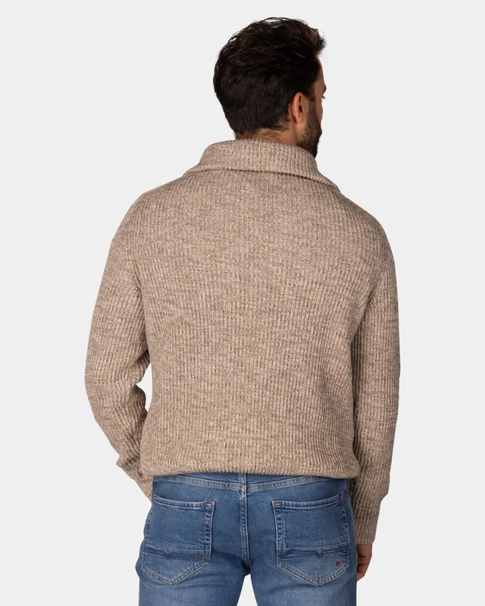 Men Knitwear NZA New Zealand Auckland Cotton Brown Knitted HalfZip Sweater 8211 Chestnut