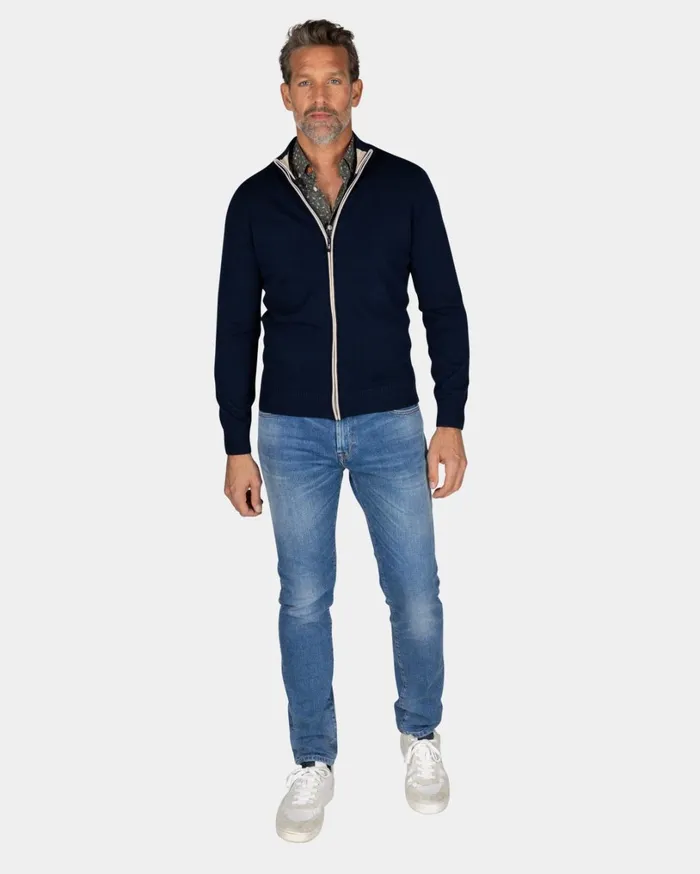 Men Knitwear NZA New Zealand Auckland Dark Blue Cotton Vest 8211 Autumn Navy
