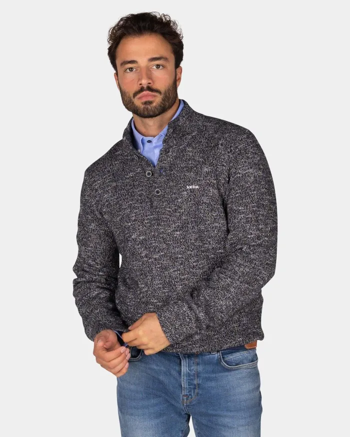Men Knitwear NZA New Zealand Auckland Mottled Dark Blue Sweater 8211 Winter Navy