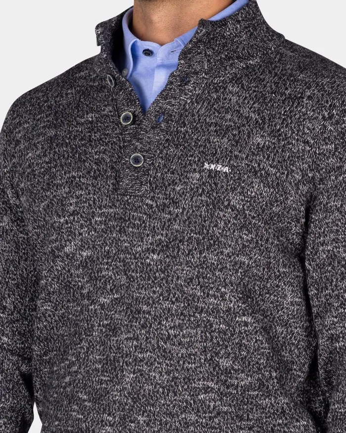 Men Knitwear NZA New Zealand Auckland Mottled Dark Blue Sweater 8211 Winter Navy
