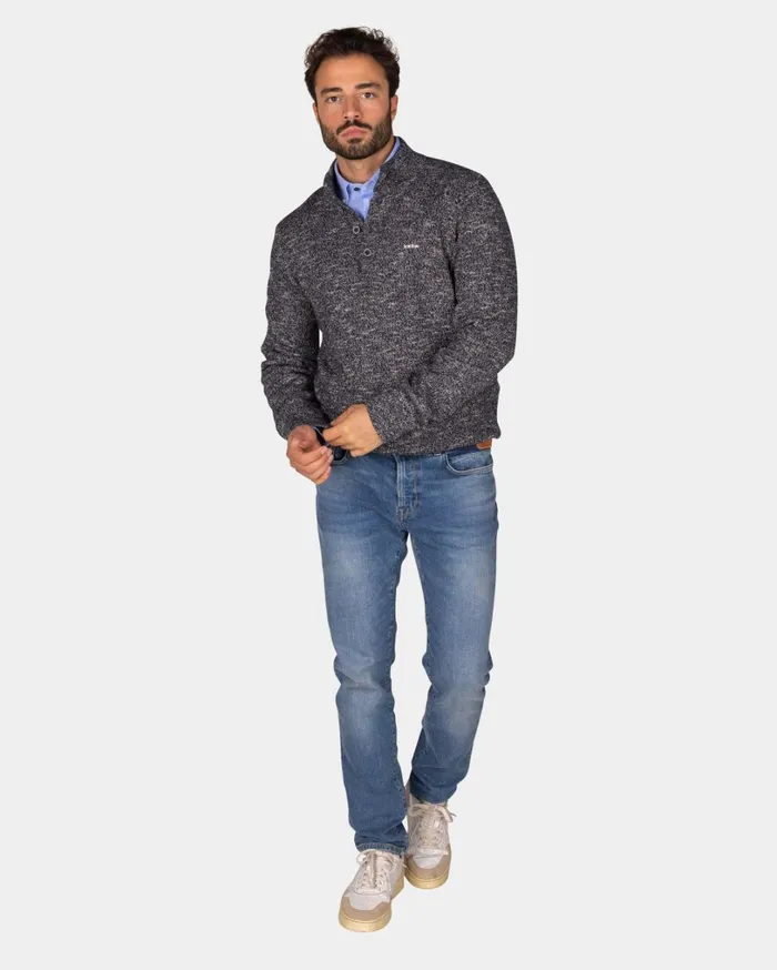 Men Knitwear NZA New Zealand Auckland Mottled Dark Blue Sweater 8211 Winter Navy