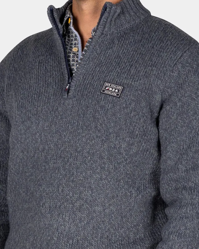 Men Knitwear NZA New Zealand Auckland Mottled Gray Wool Pullover 8211 Ash Grey