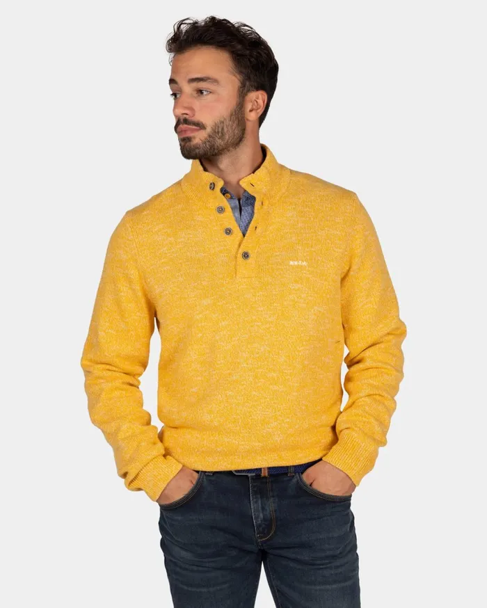 Men Knitwear NZA New Zealand Auckland Mottled Ochre Yellow Sweater 8211 Warm Ocre