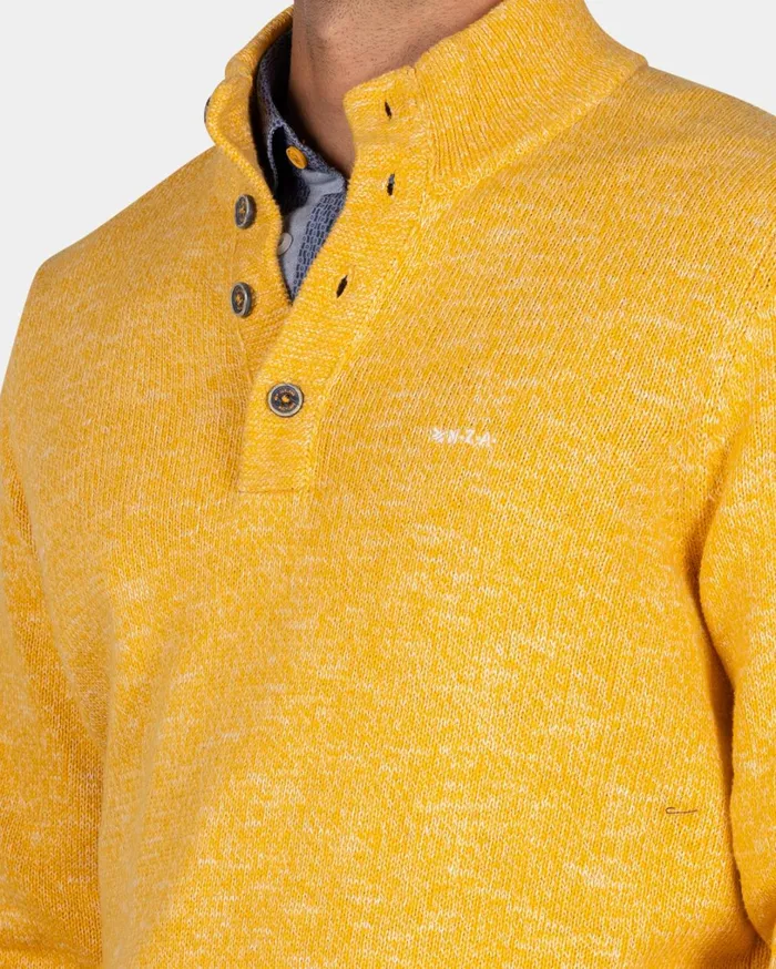 Men Knitwear NZA New Zealand Auckland Mottled Ochre Yellow Sweater 8211 Warm Ocre