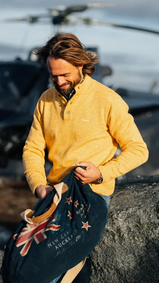 Men Knitwear NZA New Zealand Auckland Mottled Ochre Yellow Sweater 8211 Warm Ocre