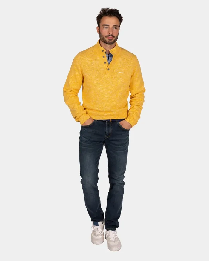 Men Knitwear NZA New Zealand Auckland Mottled Ochre Yellow Sweater 8211 Warm Ocre