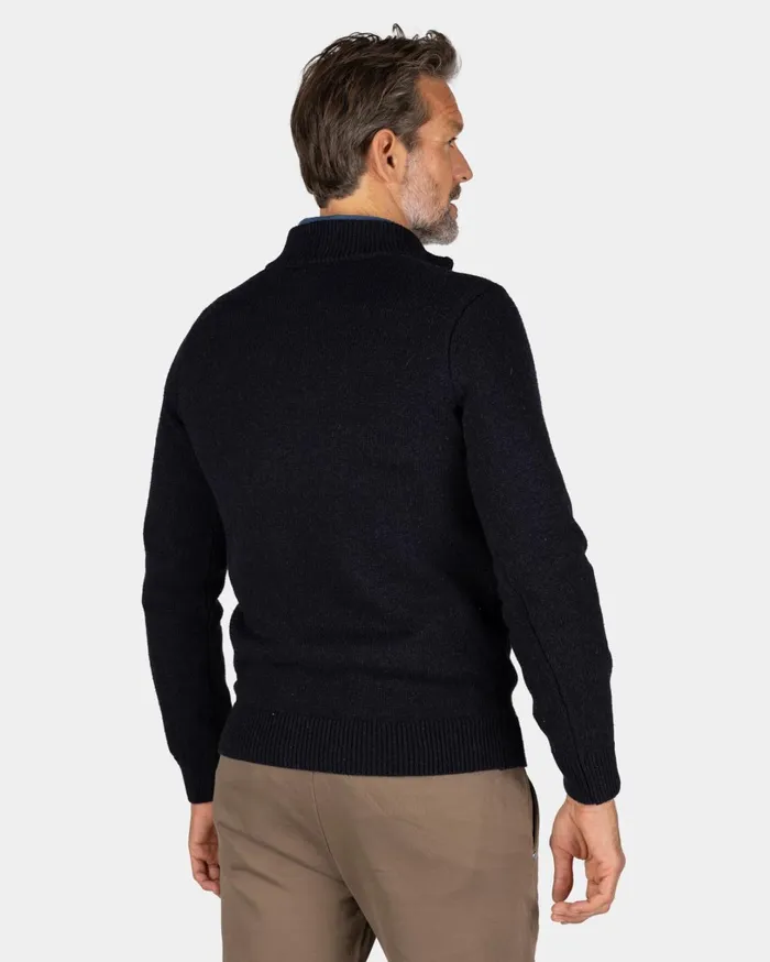 Men Knitwear NZA New Zealand Auckland Navy Pullover With Knitted Print 8211 Winter Navy