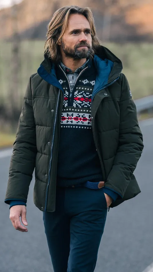 Men Knitwear NZA New Zealand Auckland Navy Pullover With Knitted Print 8211 Winter Navy