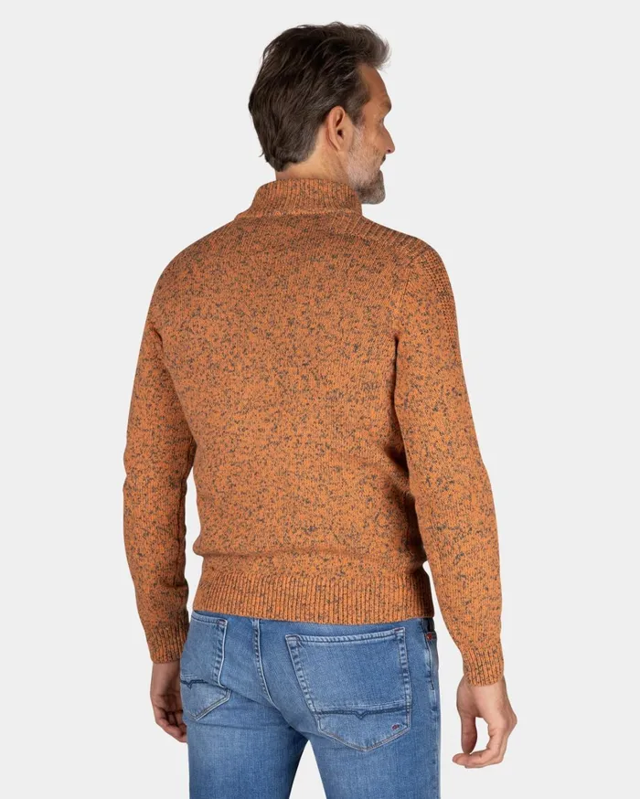Men Knitwear NZA New Zealand Auckland Orange Knitted HalfZip Sweater 8211 Almond Orange