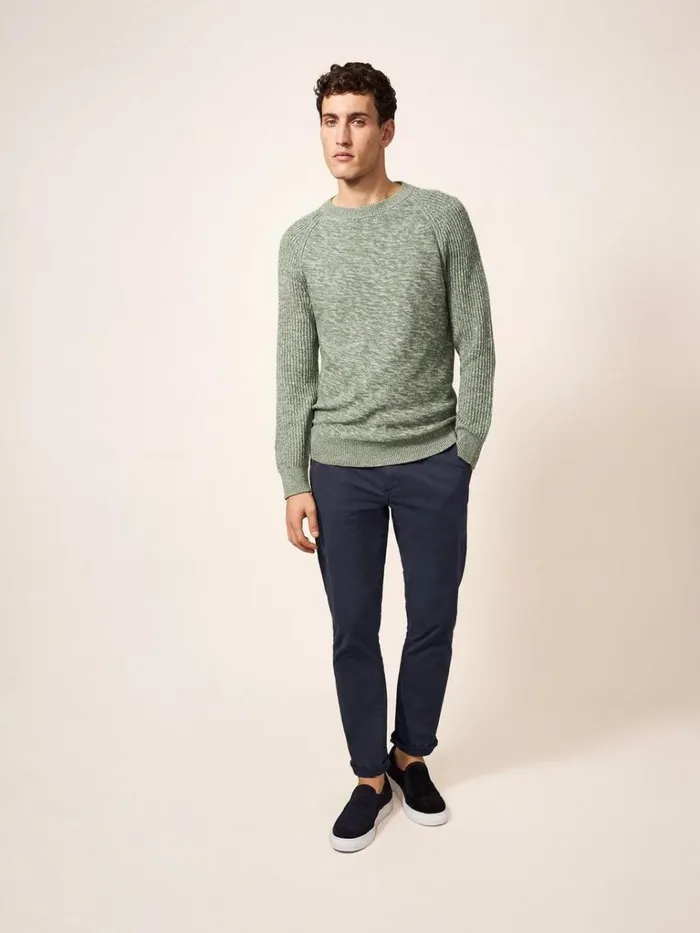 Men KNITWEAR White Stuff Lakewood Crew Dusty Green