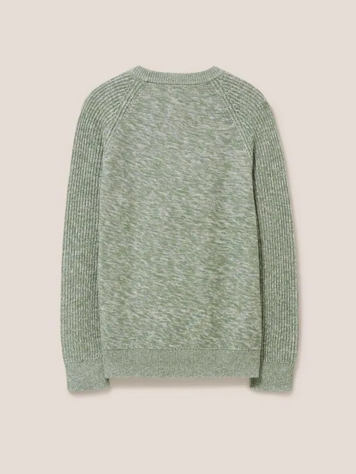 Men KNITWEAR White Stuff Lakewood Crew Dusty Green Men KNITWEAR White Stuff Lakewood Crew Dusty Green
