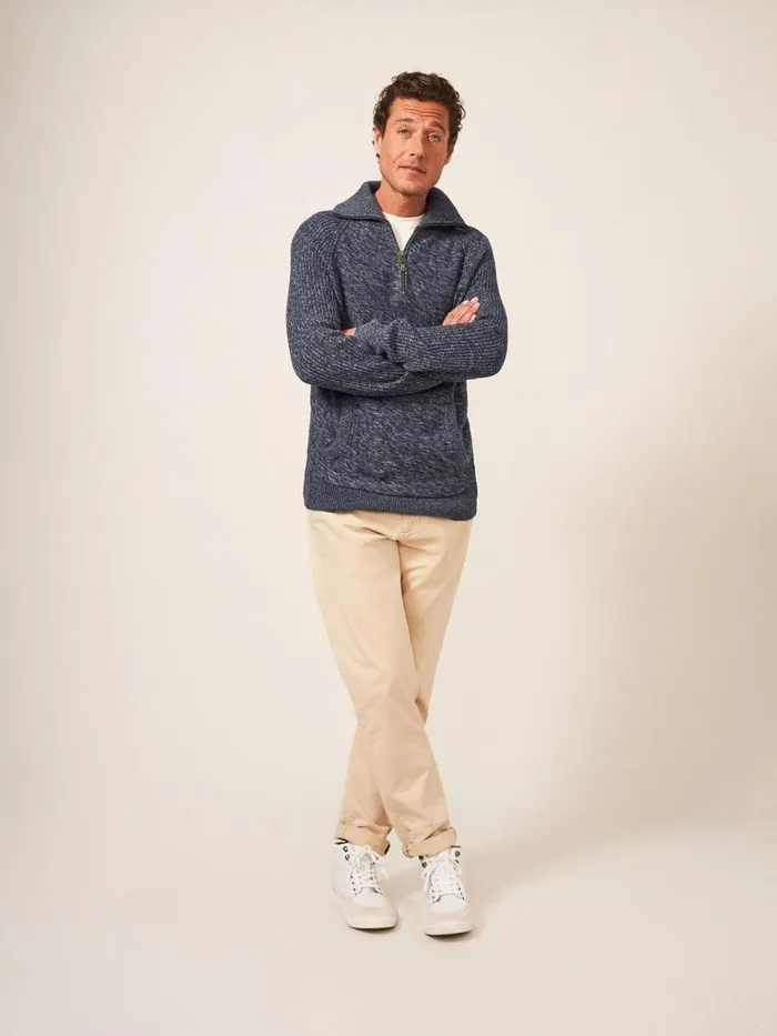 Men KNITWEAR White Stuff Lakewood Zip Neck Jumper Dark Grey