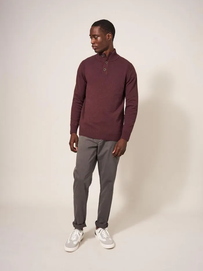 Men KNITWEAR White Stuff Lambswool Funnel Neck Dk Plum Men KNITWEAR White Stuff Lambswool Funnel Neck Dk Plum