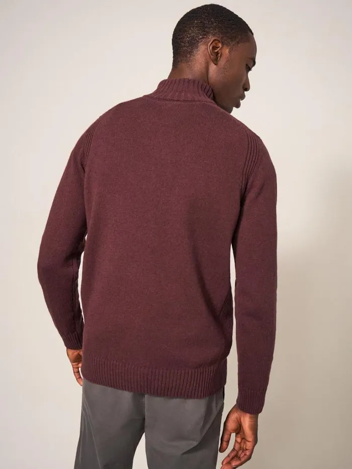 Men KNITWEAR White Stuff Lambswool Funnel Neck Dk Plum Men KNITWEAR White Stuff Lambswool Funnel Neck Dk Plum