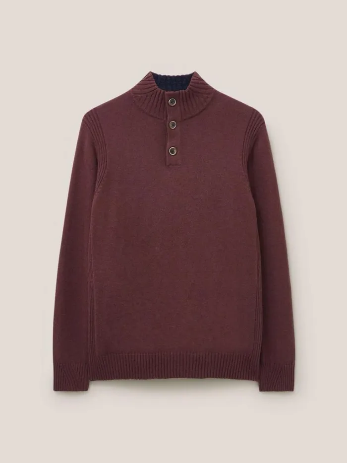 Men KNITWEAR White Stuff Lambswool Funnel Neck Dk Plum Men KNITWEAR White Stuff Lambswool Funnel Neck Dk Plum