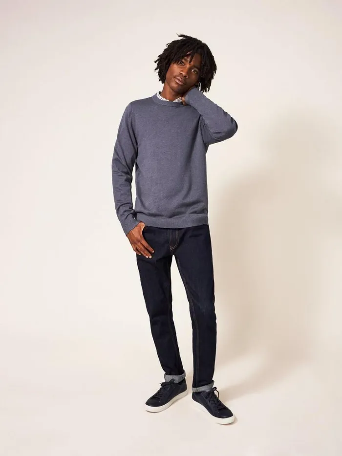 Men KNITWEAR White Stuff Newport Crew Knit Charcoal Grey