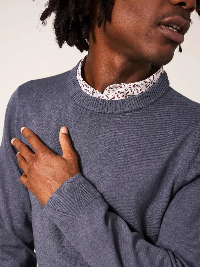 Men KNITWEAR White Stuff Newport Crew Knit Charcoal Grey Men KNITWEAR White Stuff Newport Crew Knit Charcoal Grey