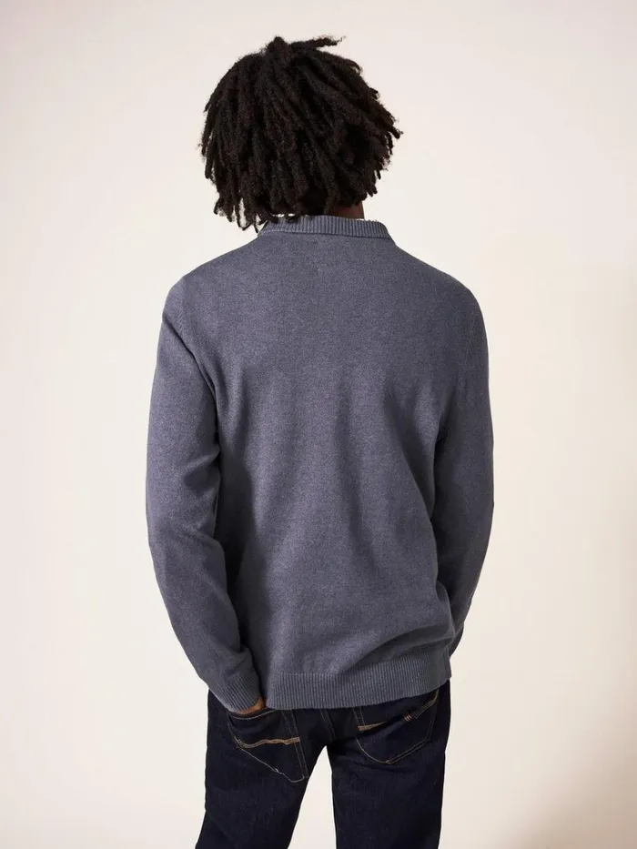 Men KNITWEAR White Stuff Newport Crew Knit Charcoal Grey Men KNITWEAR White Stuff Newport Crew Knit Charcoal Grey