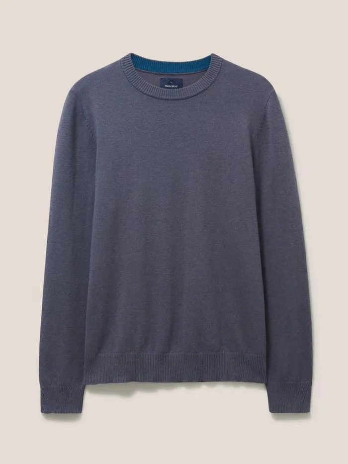 Men KNITWEAR White Stuff Newport Crew Knit Charcoal Grey Men KNITWEAR White Stuff Newport Crew Knit Charcoal Grey