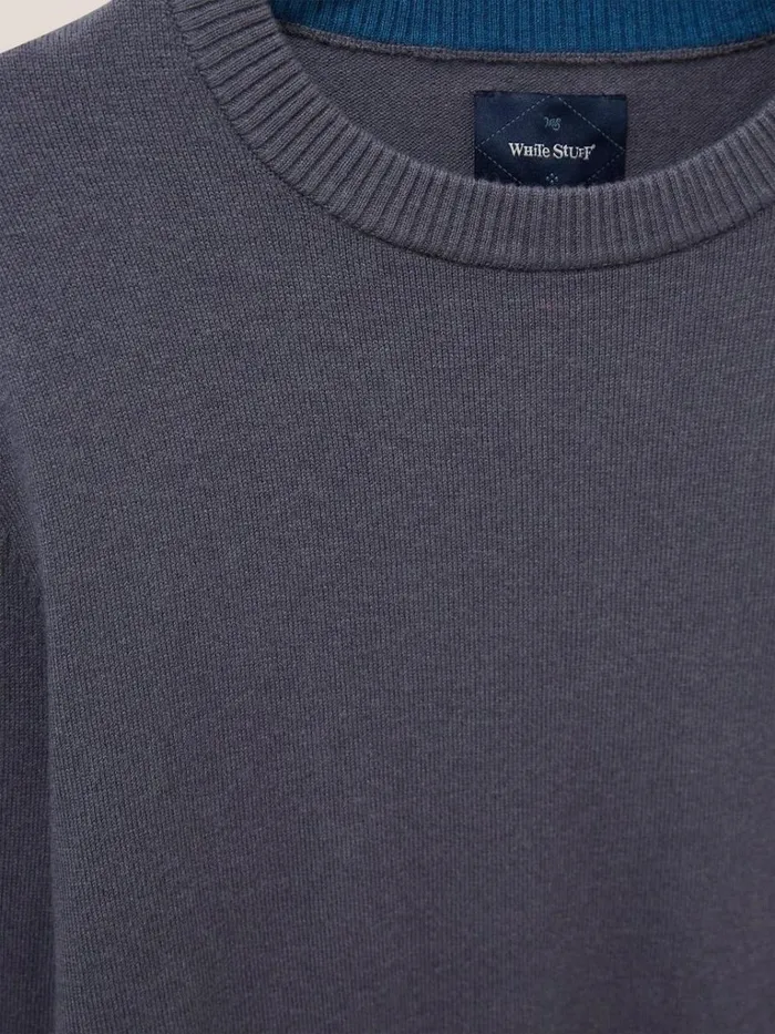Men KNITWEAR White Stuff Newport Crew Knit Charcoal Grey Men KNITWEAR White Stuff Newport Crew Knit Charcoal Grey