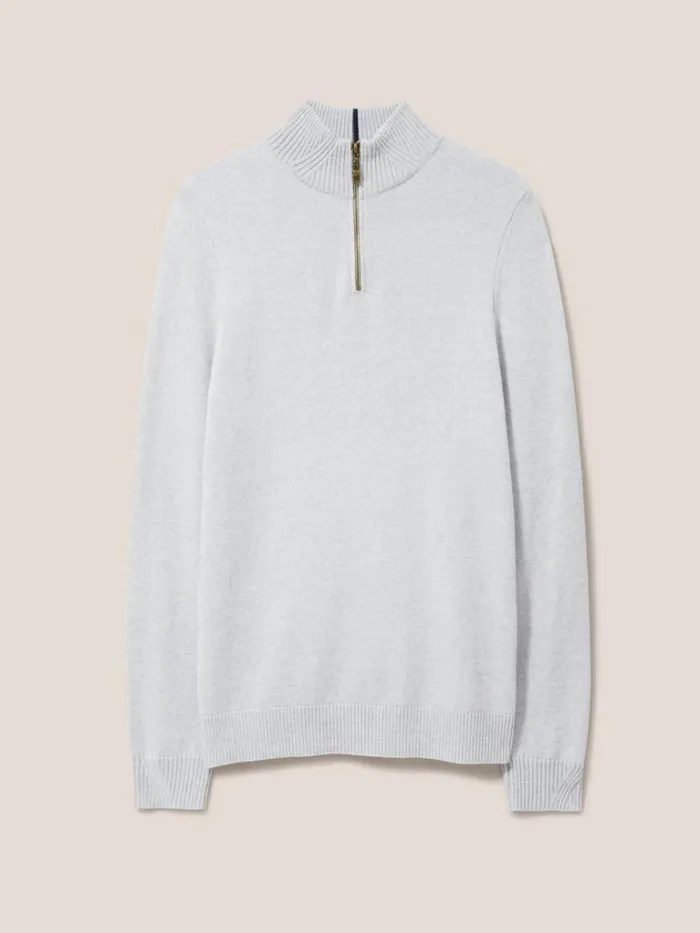 Men KNITWEAR White Stuff Newport Merino Funnel Light Grey