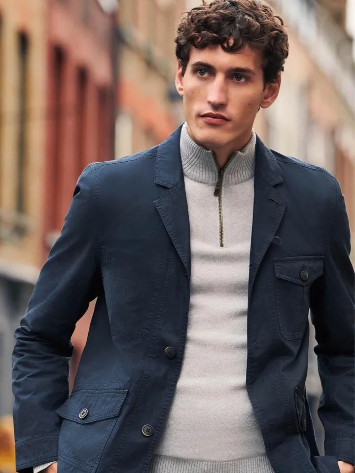 Men KNITWEAR White Stuff Newport Merino Funnel Light Grey
