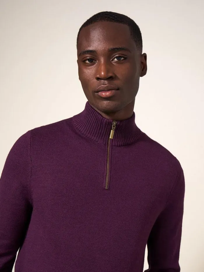 Men KNITWEAR White Stuff Newport Merino Jumper Mid Plum