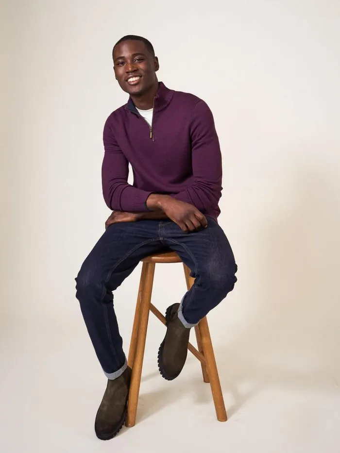Men KNITWEAR White Stuff Newport Merino Jumper Mid Plum Men KNITWEAR White Stuff Newport Merino Jumper Mid Plum