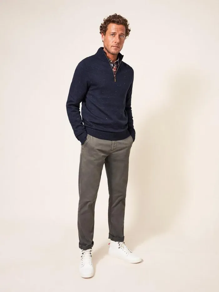 Men KNITWEAR White Stuff Newport Merino Nep Funnel Navy Multi