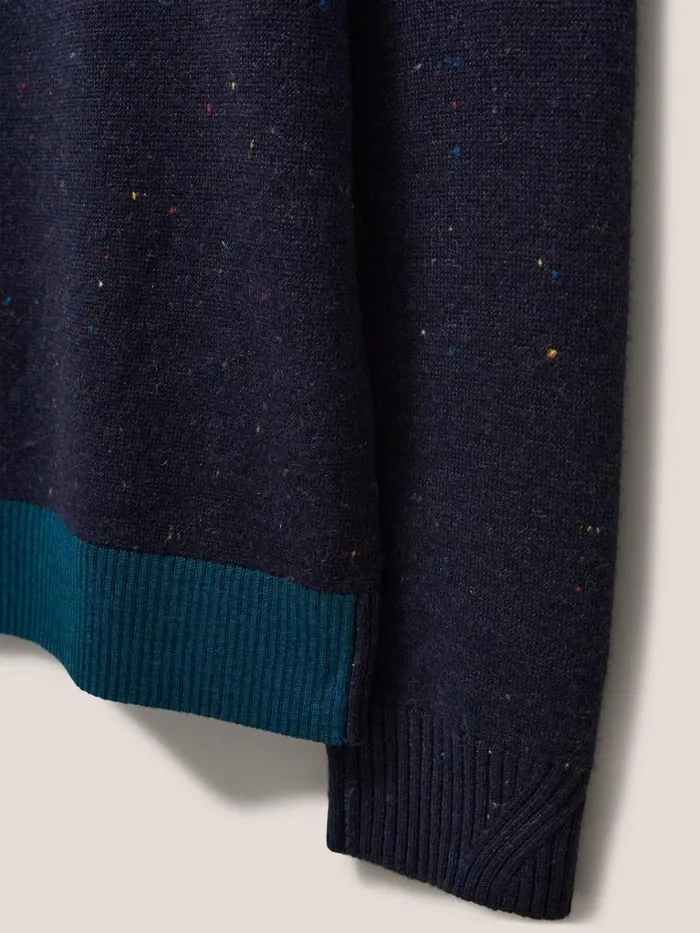 Men KNITWEAR White Stuff Newport Merino Nep Funnel Navy Multi Men KNITWEAR White Stuff Newport Merino Nep Funnel Navy Multi
