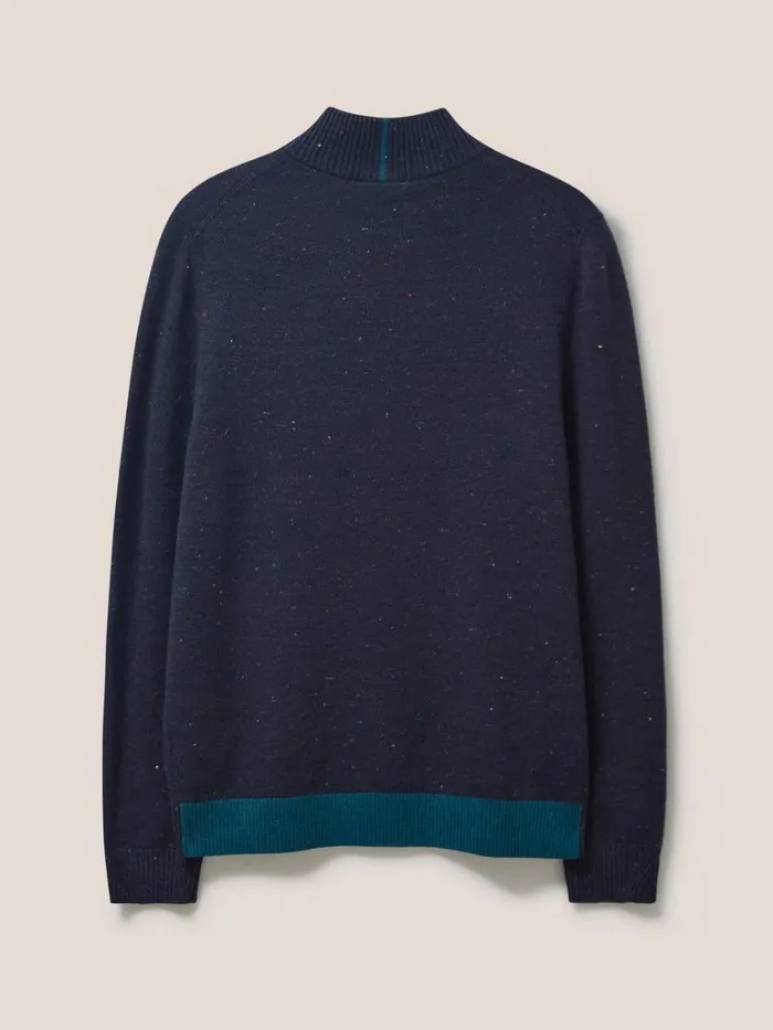 Men KNITWEAR White Stuff Newport Merino Nep Funnel Navy Multi Men KNITWEAR White Stuff Newport Merino Nep Funnel Navy Multi