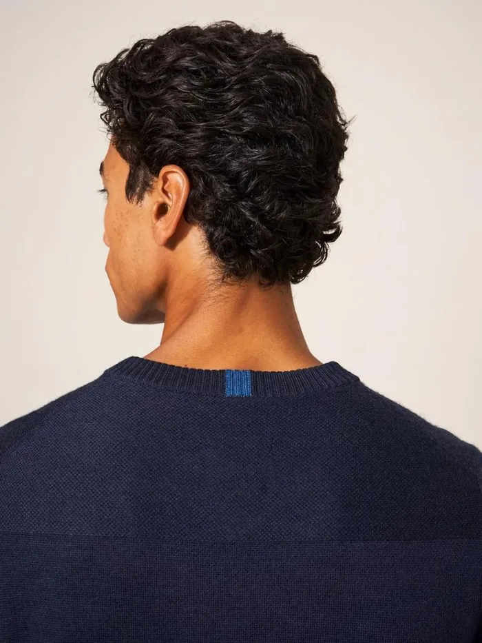 Men KNITWEAR White Stuff Newport Merino Vee Neck Dark Navy