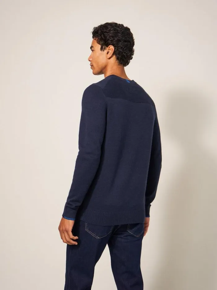 Men KNITWEAR White Stuff Newport Merino Vee Neck Dark Navy