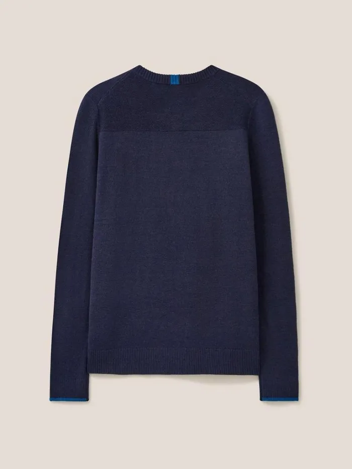 Men KNITWEAR White Stuff Newport Merino Vee Neck Dark Navy